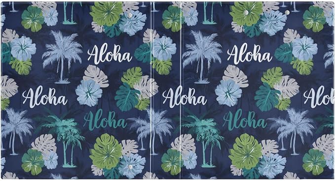 Dark Blue Aloha Tropical Monstera Binder 3 Ring 1.5 Inch Binder with Clipboard&Pockets, Hardcover Binders Heavy Duty Large File Folder for Office School Supplies - Holds 200 Sheets, 2 PC