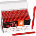 Volcanics Erasable Gel Pens Red Ink, 0.7MM,36 Pack Retractable Clicker Gel Ink Pen, Fine Point Smooth Writing for Office Work Journaling