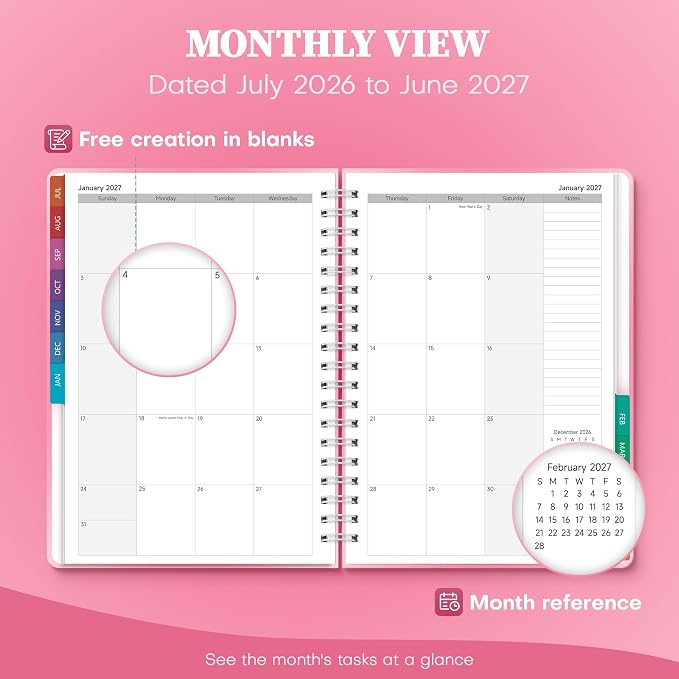 Planner 2026-2027 Weekly & Monthly Academic Planner, 7.4" x 10.2"