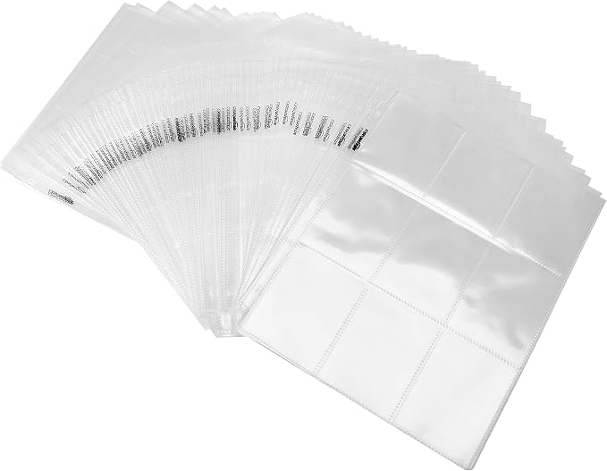 Amazon Basics 9-Sleeve Trading Card Protectors for 3 Ring Binder, Clear, 500-Pack