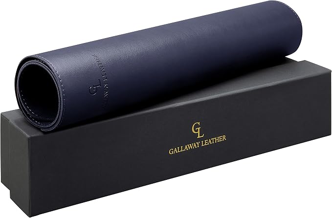 Gallaway Leather Desk Mat - Office Writing Desk Pad, Medium 24" x 14" Navy Blue, Gift Ready Elegant Computer Desk Cover Protector