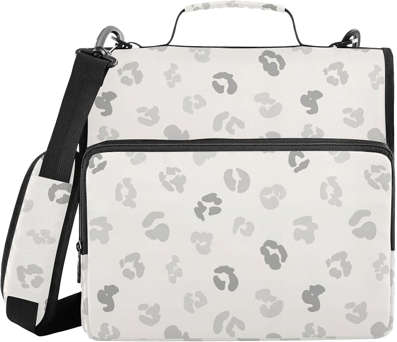 Zipper Binder Bag 3 Ring File Folder Portfolio Organizer Zippered Binder Bags with Strap Fits Laptop Women Men