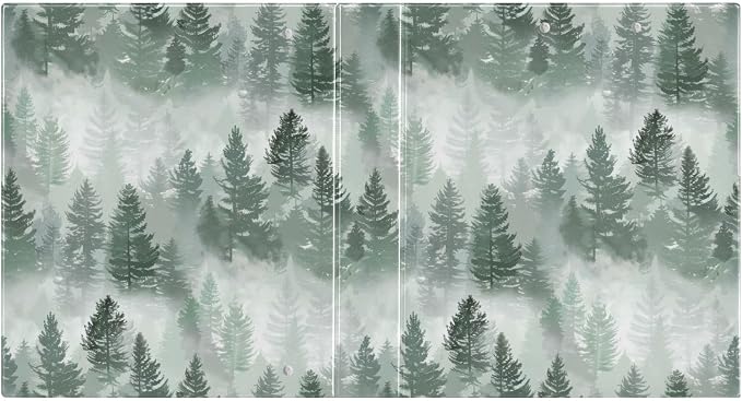 Mist Fir Tree Forest Green Trees 3 Ring Binder 1.5" Decorative D-Ring Binder with Clipboard&3 Clear Pockets, Holds 200 Sheets A4 Size Paper Waterproof Binders for School Home Office|2 Pack