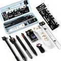 10Pcs Black Cute Cat Stationery Set Cat School Supplies | Kawaii Stationery Set with Pens, Pencil Sharpener, Highlighter, Eraser, Correction Tape and Ruler for Office and School Use