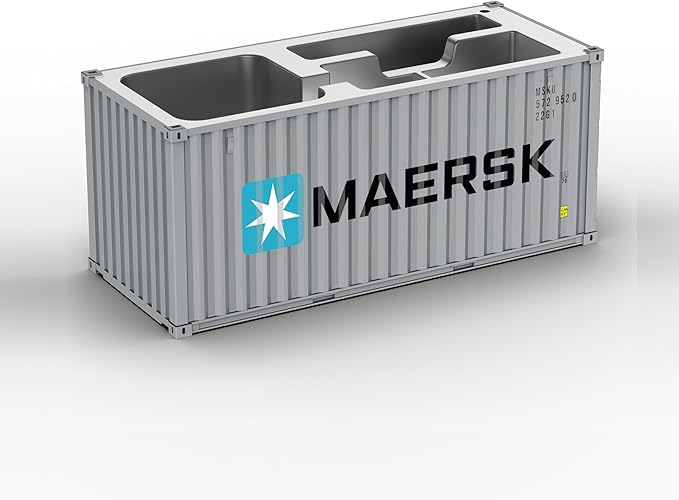 Desk Organizer, Pen Pencil Holder, Business Name Cards Holder, Shipping Container Model Storage Box, Secret Storage Box with Multiple Compartments Office Supplies Multi-function (MAERSK)