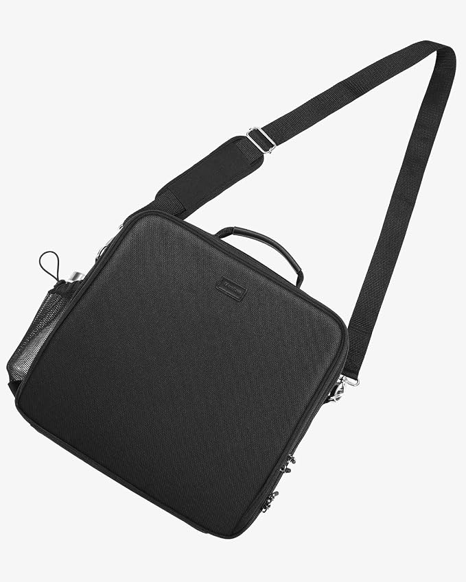 Zipper Binder 3 Inch D-Ring 3 Ring with Water Bottle Holder | Binder with Strap for School/Office, 700 Sheet Capacity-Multiple Pockets, Fit for 13" Tablet/Laptop, Black