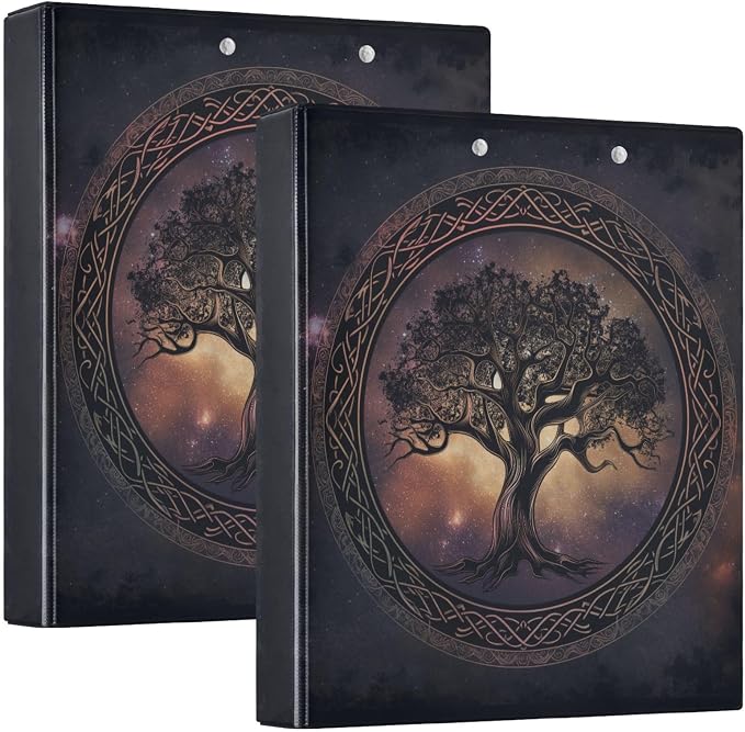 3 Ring Binder 1.5 in Recipe Binders Tree of Life | Decorative Client Records with Clip 3 Clear Interior Pockets for 200 Sheets Letter-Size(11" x 8.5") Paper PVC Cover Folder