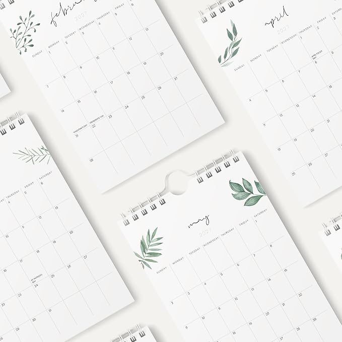 Karto Small Wall Calendar 2026-2027 6x9 in - Greenery