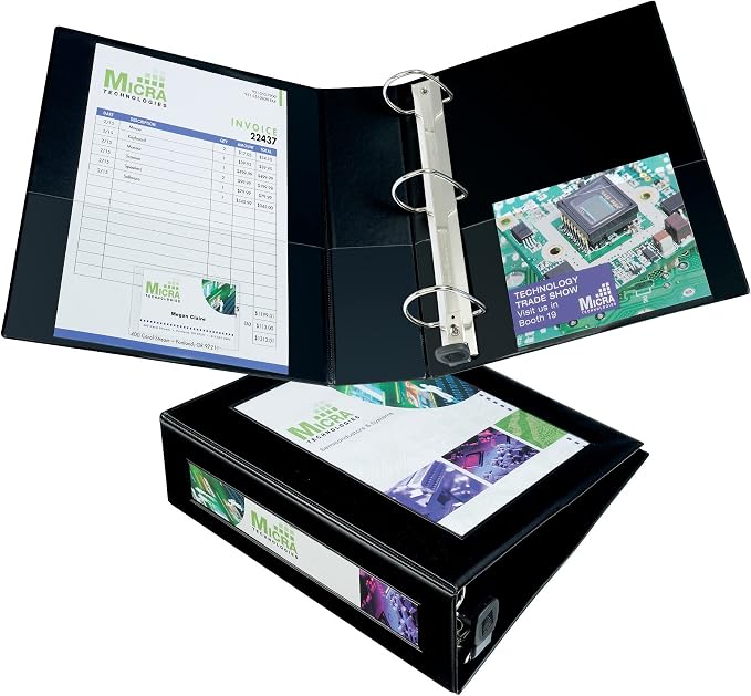 Avery® Heavy-Duty Framed View 3 Ring Binder, 3" Rings, 1 Black Binder | For Heavy School, Home and Office Use, Reinforced Vinyl Cover, EZD Rings Open With One Touch, Framed Title Page Border