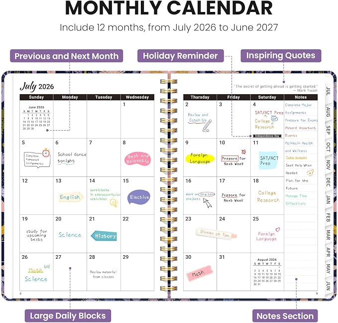 ZOTIA Planner 2026-2027 Weekly & Monthly Calendar Planner Jul 2026-Jun 2027
