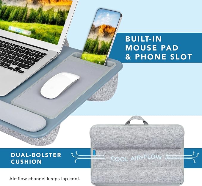 LAPGEAR Home Office Pro Lap Desk - Slate Blue, Fits 15.6” Laptops