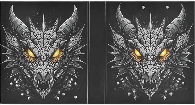 JIPONI 3 Ring Binder Dragon Head Silver 1 Inch Round Binders for Men Women Students, Cute File Organizer for Office Home School