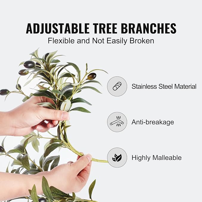 VEVOR Artificial Olive Tree, 6 FT Tall Faux Plant, Secure PE Material & Anti-Tip Tilt Protection Low-Maintenance Plant, Lifelike Green Fake Potted Tree for Home Office Warehouse Decor Indoor Outdoor