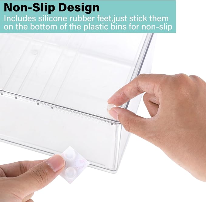 Prsildan Craft Art Supply Organizer Stackable Storage Drawer with 9 Drawers | Clear Acrylic, Tea Bag K Cup Organizer, for Kitchen Office Desk Vanity Makeup Organizer, 3 Pack