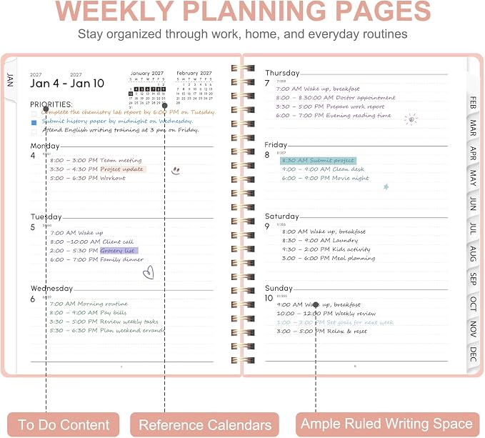 2027 Planner, Weekly and Monthly Calendar Planner Book, A5(6.3'' x 8.5'')