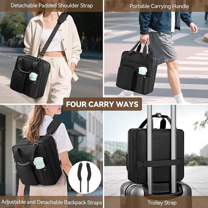 3 Inch Zipper Binder 3 Ring, D-Ring School Binder Organizer Holds 700 Sheets, Multi-Pocket Zippered Binder Bag with Backpack Straps & Shoulder Strap, Fits 15.6-Inch Laptop