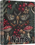 Custom 3 Ring Binder Moth Mushroom Fern 1.5" Round Ring Binders Personalized Name View Binder with 200 Sheet for Kids School Supplies Women Men Office, 1 Pack
