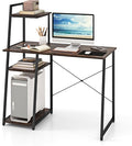 Giantex Computer Desk with Shelves, 47.5” Home Office Desk with Bookshelf, Host Stand, Metal Frame, PC Laptop Workstation, Modern Study Writing Desk for Bedroom, Small Space (Rustic Brown & Black)