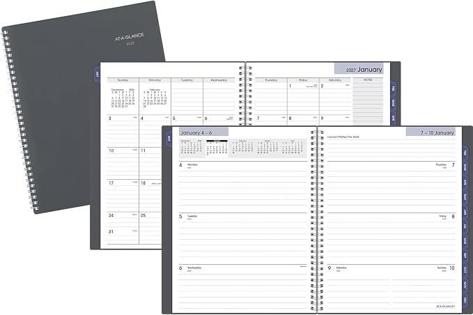 AT-A-GLANCE 2027 Planner, Weekly & Monthly, 8.5" x 11", Spiral Bound, DayMinder, Gray (GC5450727)