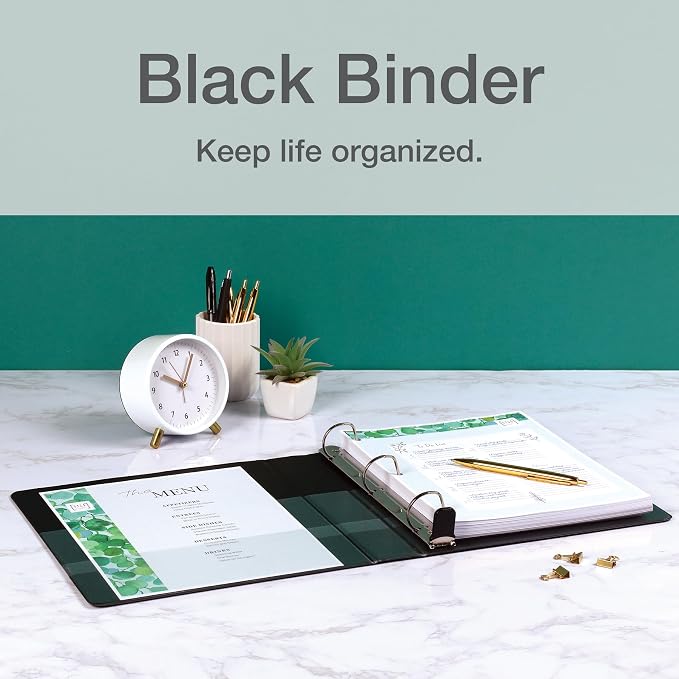 Cardinal 3 Ring Binder, 1.5 Inch Premier Easy Open Binder, ONE-Touch Locking Slant-D Rings, 400-Sheet Capacity, ClearVue Cover, PVC-Free, Black (10311) (Pack of 12)