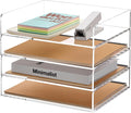 Acrylic Desk Organizer, Stackable Paper Organizer Letter Tray, 4-Tier | Clear Desk Organizers and Accessories, Office Supplies Organizer for Files, A4 Paper, Books, Mails, Office Classroom Home