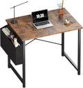OLIXIS Small Computer Desk, 31 Inch Gaming Desks for Home Office | Writing Study Craft Work Table, Computer Workstation for Bedroom Small Spaces with Storage Bag, Brown
