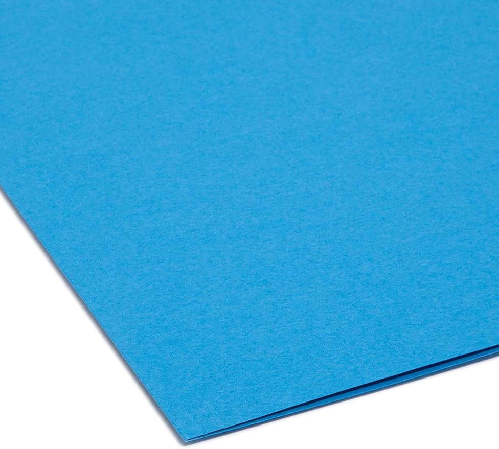 Smead Interior File Folder, 1/3-Cut Tab, Letter Size, Sky Blue, 100 per Box, Expandable File Folders for Filing Cabinet