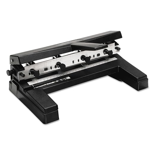 Swingline 3 Hole Punch Heavy Duty, 40 Sheet Capacity Three Hole Puncher 3 Ring, Adjustable 2-4 Hole Paper Punch, Black (74450)