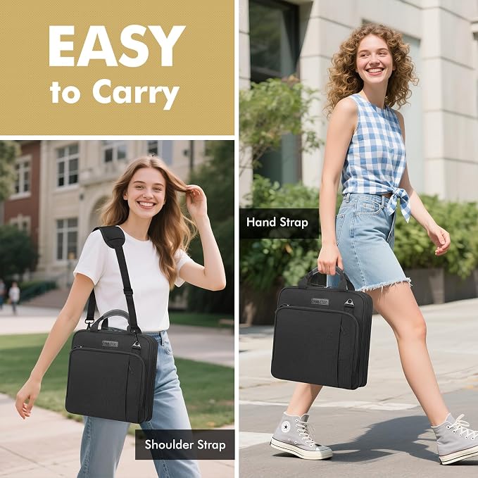 3-Ring Zipper Binder Organizer with Shoulder Strap, 2 Inch Binder | 500 Sheets Zip Up Binder Bag with Multiple Pockets & Storage, Laptop, Books Organizer for School Students and Teachers