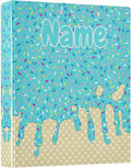 Custom 3 Ring Binder Teal Blue Ice Cream Print 1.5" Round Ring Binders Personalized Name View Binder with 200 Sheet for Kids School Supplies Women Men Office, 1 Pack