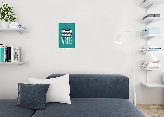 Typewriter Poster Write Retro Vintage Green Creative Writing Writer Classroom College Cool Wall Art Print Poster 12x18