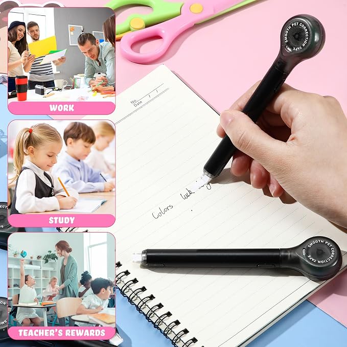 Gersoniel 10 Pack Correction Tape Pen for School Office,Black Color