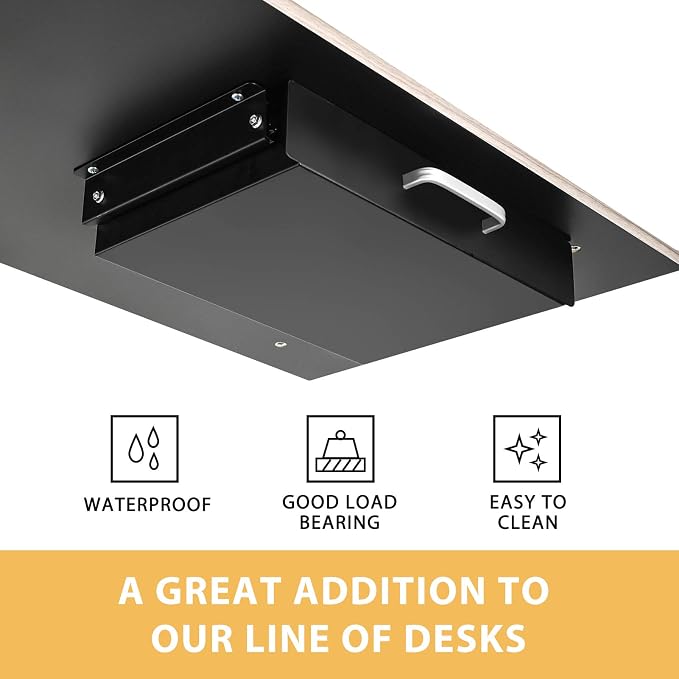Gome Under Desk Pull-Out Drawer - Storage Organizer Office Mounted, Easy Slide-Out Pencil Drawer for Saving Space, Under Flat-Top Desk Storage Ideal for Sit-Stand Workstation