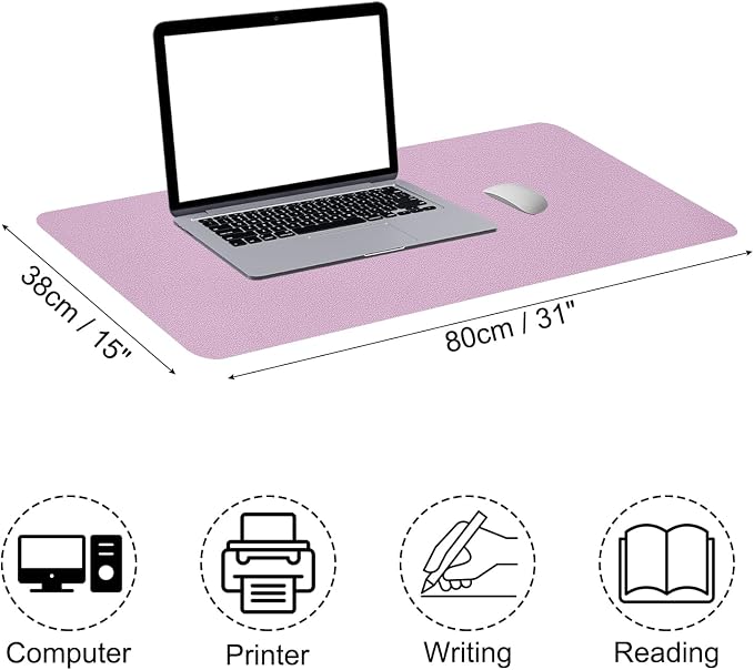 PATIKIL Desk Mat, 31x15 Non-Slip, Waterproof PU Leather Desk Protector Cover, Dual Sided for Office, Home, Study - Purple