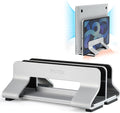 Aluminum Dual Vertical Laptop Stand Dock Holder, Supports 2 Devices, Adjustable Slot Width 15-36mm, Space-Saving Upright Storage for MacBook and Laptops