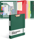 Eyrozill Professional Leather Binder Portfolio with Clipboard, Zipper Pouch, 5 Sheets Plastic Dividers，Professional 3 Ring Binders 8.5 x 11, 1-inch Round Rings, Green