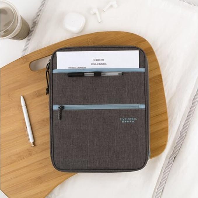 Five Star Zipper Binder, 1 Inch 3-Ring Binder with Round Rings, Carry-All with Pockets and 4-Tab Dividers, 375 Sheet Capacity, Gray/Mint (29092BH0)
