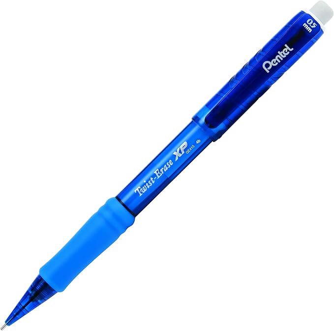 Pentel Twist Erase EXPRESS Automatic Pencil, 0.5mm Lead Size, Blue Barrel, Box of 12 (QE415C)