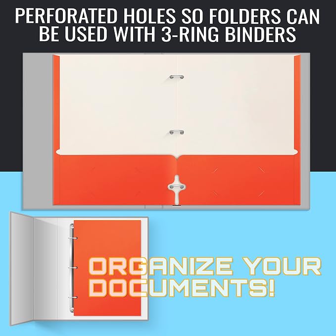 Better Office Products Two Pocket Portfolio Folders, 50-Pack, Orange, Letter Size Paper Folders, 50 Pieces, Orange