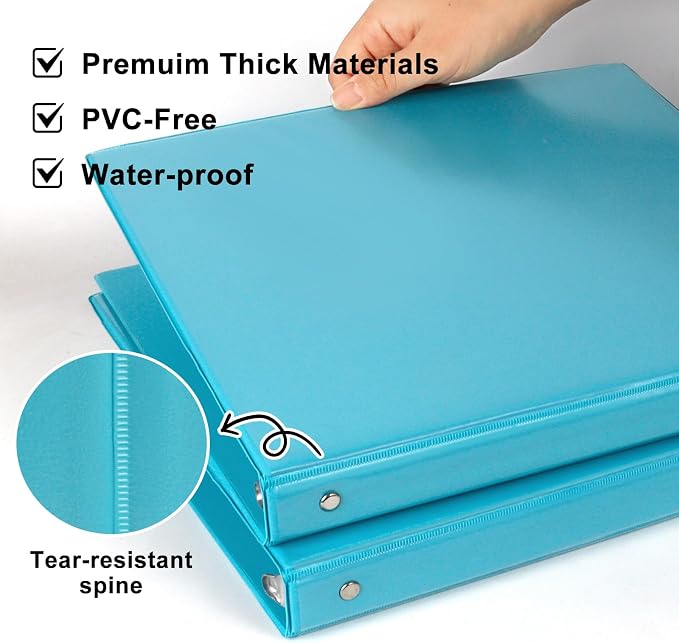 CIXILDTS 0.5-inch Round Ring Binder, Durable 1/2" 3 Ring Binder Fit Letter Size Paper, Assorted, 6-Pack