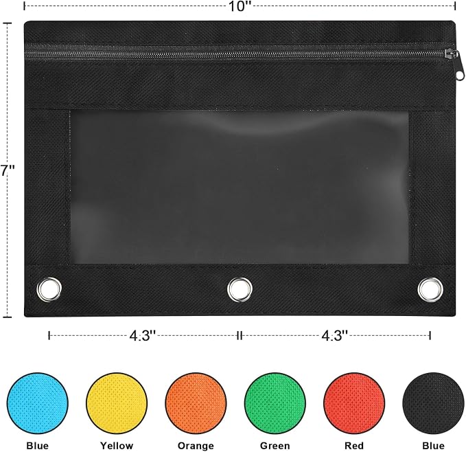 Shemira Pencil Pouch for 3 Ring Binder, 30 Pack Black Pencil Pouches Bulk | Binder Pencil Pouch with Smooth Zipper, Zipper Pencil Pouches, 3 Ring Binder Pencil Pouches, Clear Window Pencil Case