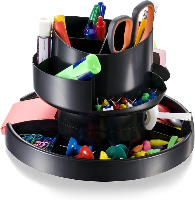 Recycled Rotary Organizer, 16 compartments, 10 1/4 x 6 3/4, Black
