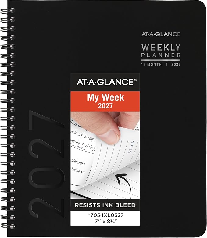 AT-A-GLANCE 2027 Planner, Weekly & Monthly, 7" x 8.75", Contemporary Lite, Black (7054XL0527)