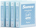 SUNEE 1.5 Inch Binders 3 Ring 4 Pack, Clear View 1 1/2 Inch Binders Three Ring PVC-Free (Fit 8.5x11 Inches) for School or Office Supplies, Blue