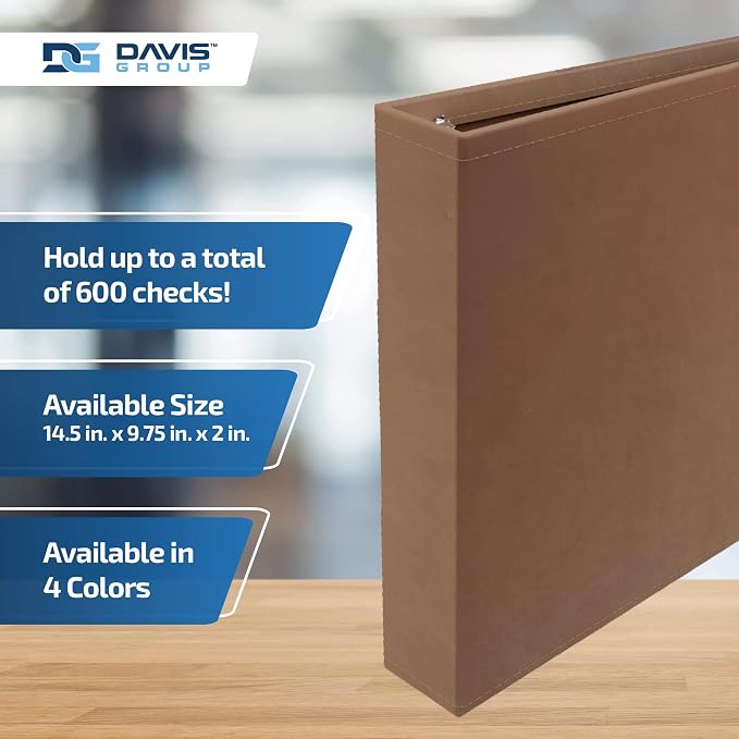 Davis Group Premium 3-Up Business Checkbook Binder, Big and Small Business Essentials for Checks, Tan
