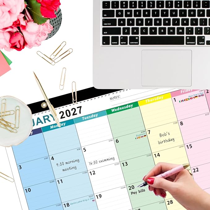 Desk Calendar 2027-2028, Large Desk Calendar 12 x 17, 18 Months | Desktop Blotter Calendar from Jan 2027 to Jun 2028, Monthly Wall Calendar for Office School Home