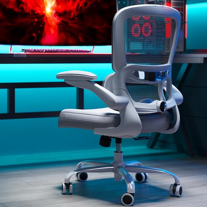 TRALT Office Chair - Ergonomic Desk Chair with Adjustable Lumbar Support, Mesh Computer Chair, Executive Chair for Home Office Comfortable Lumbar Support (1, White)