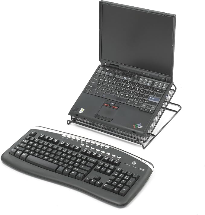 Safco 2161BL Onyx Mesh Adjustable Ventilated Tabletop Laptop Stand, Ergonomic Lift Stand' Black