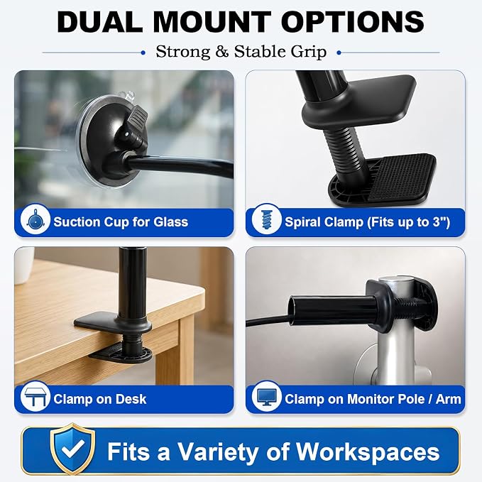 2 Pack Laptop Sun Shade and Cubicle Desk Shade for Window and Screen Glare | Clamp and suction cup mounts block window glare, side light, and screen glare for office, cubicle, and calm outdoor use