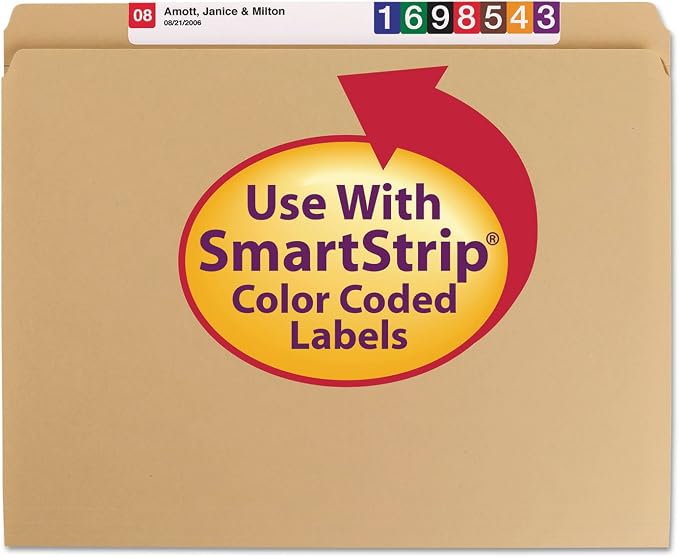 Smead File Folder, Reinforced Straight-Cut Tab, Letter Size, Kraft, 100 Per Box (10710)